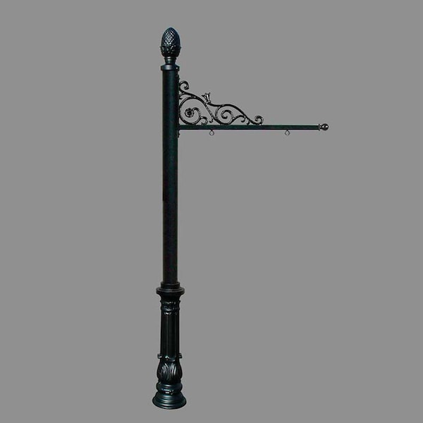Qualarc Sign System w/Pineapple Finial & Ornate Base, Black color REPST-703-BL - main